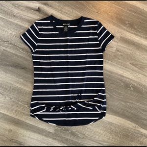 Wet seal tie bottom navy striped shirt